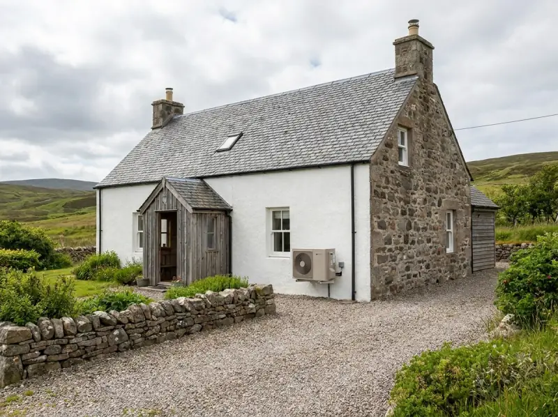 Rural Highland home with a discreet wall-mounted heat pump