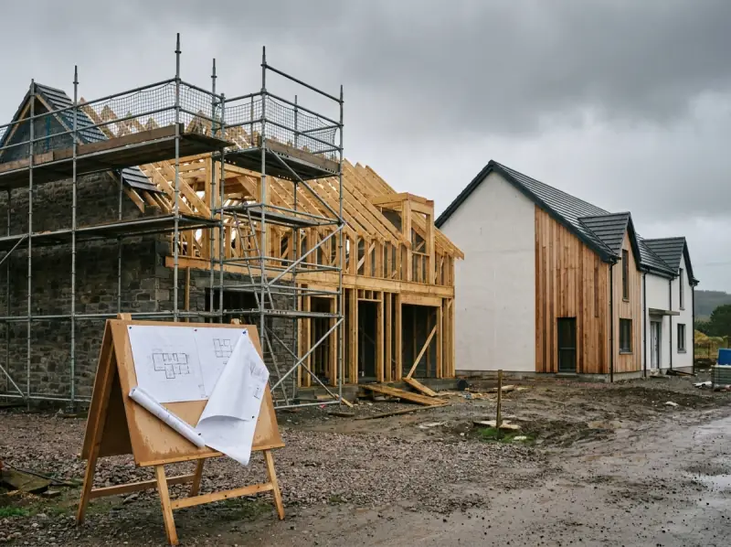 Small Scottish new-build housing development under construction
