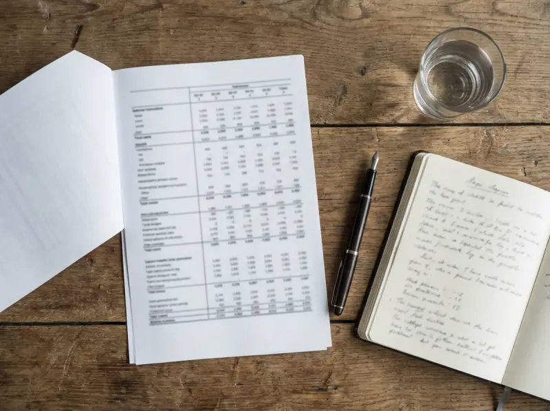 Independent advisory desk with a printed comparison report and notes